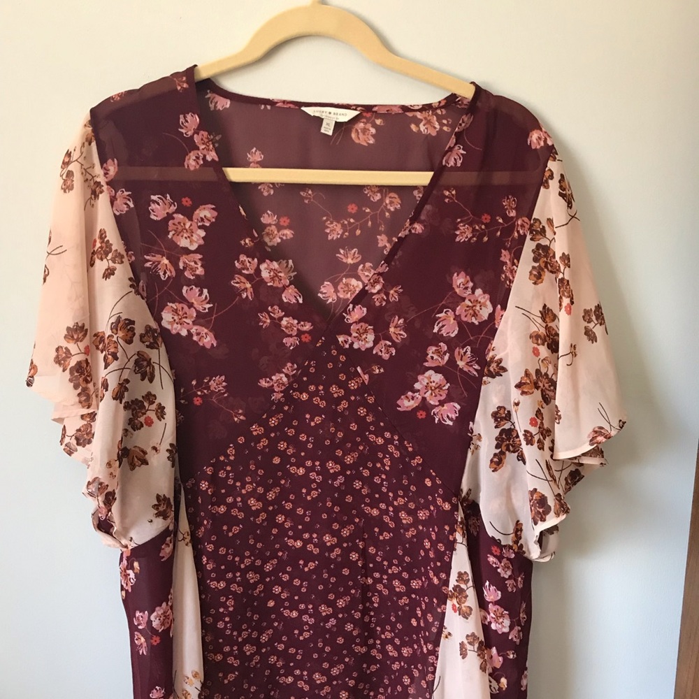 Nwot Lucky Brand Print Top With Flutter Sl - image 4